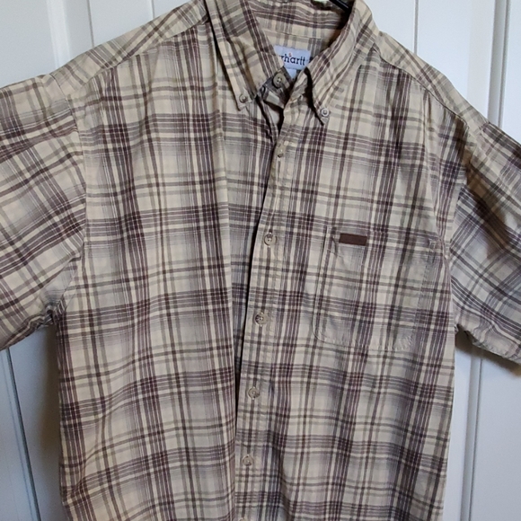 Carhartt Other - 🌻🌻Carhartt Mens Shortsleeve Brown Plaid Shirt Lg